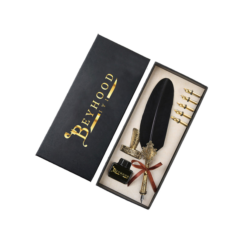 Traditional Ottoman Style Luxury Calligraphy Quill Feather Pen Set - beyhood
