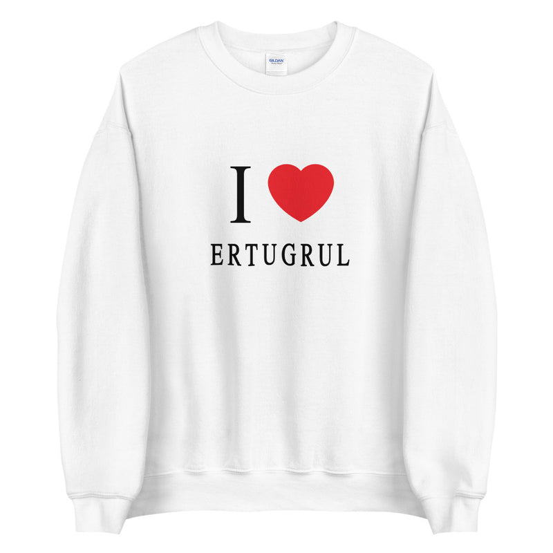 I Love Ertugrul Unisex White Sweatshirt | Dirilis Ertugrul - beyhood